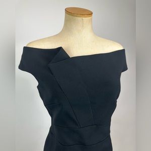 ROLAND MOURET x NEIMAN MARCUS OFF SHOULDER FOLD RUFFLE DRESS